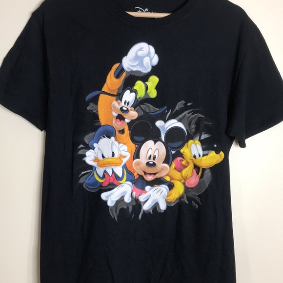 Disney Mickey and Friends Black Short SleeveT-Shirt wrap around print size S - Picture 3 of 10